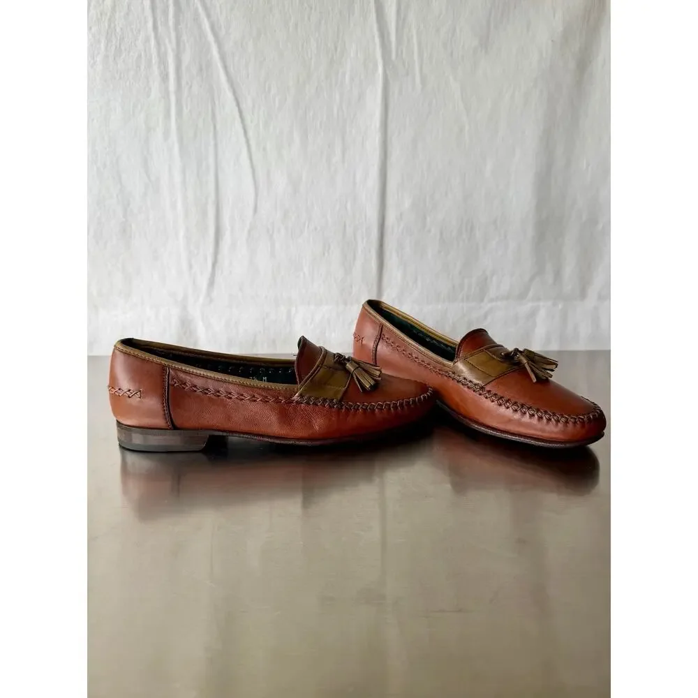 Bruno Magli Vintage Italian Leather Tassel Loafers Men Size 7.5 M